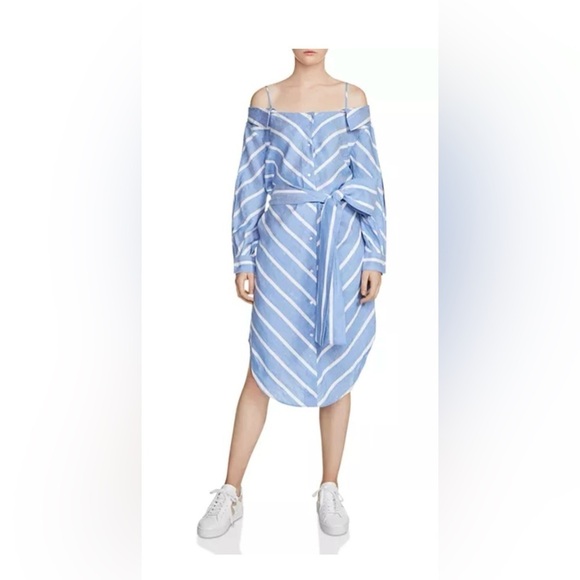 Maje Dresses & Skirts - Maje Rulylle Cold-Shoulder Shirt midi Dress size 3 ( Large)
